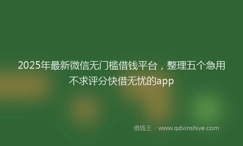 2025年最新微信无门槛借钱平台，整理五个急用不求评分快借无忧的app