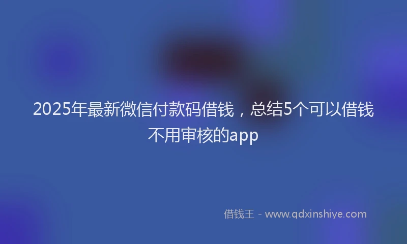 2025年最新微信付款码借钱，总结5个可以借钱不用审核的app