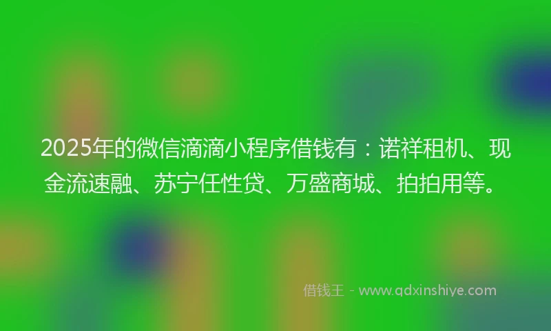 2025年的微信滴滴小程序借钱有：诺祥租机、现金流速融、苏宁任性贷、万盛商城、拍拍用等。