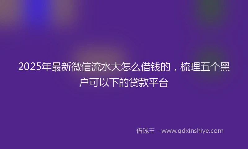 2025年最新微信流水大怎么借钱的，梳理五个黑户可以下的贷款平台