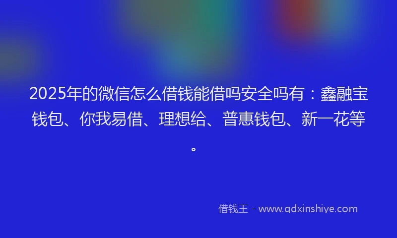 2025年的微信怎么借钱能借吗安全吗有：鑫融宝钱包、你我易借、理想给、普惠钱包、新一花等。