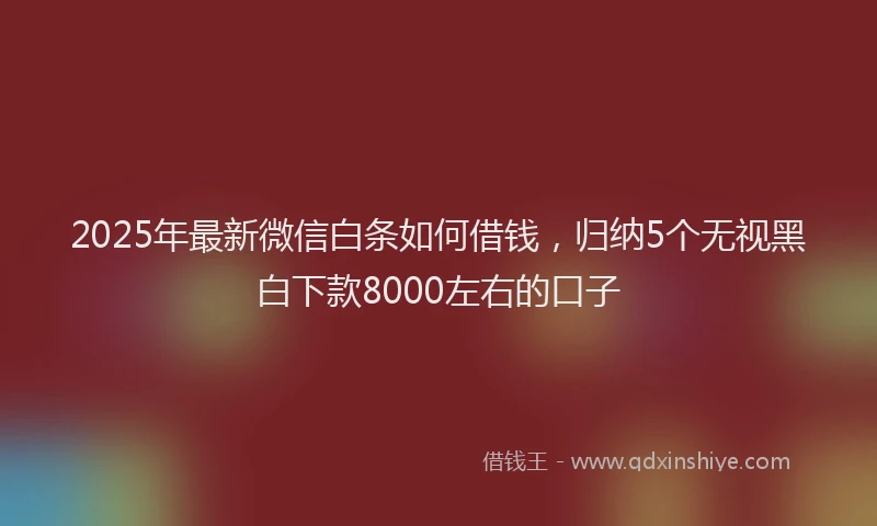 2025年最新微信白条如何借钱，归纳5个无视黑白下款8000左右的口子
