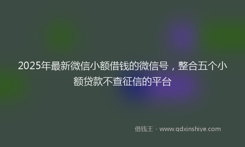 2025年最新微信小额借钱的微信号，整合五个小额贷款不查征信的平台