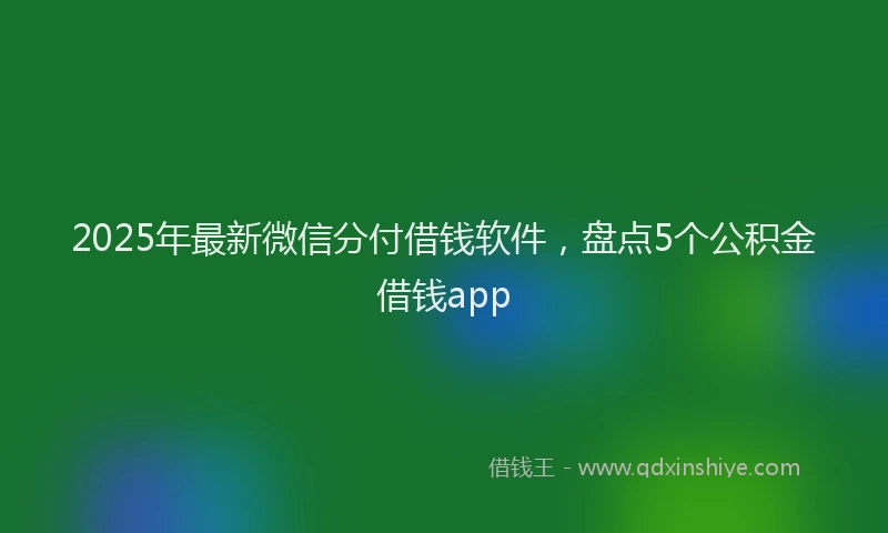 2025年最新微信分付借钱软件，盘点5个公积金借钱app