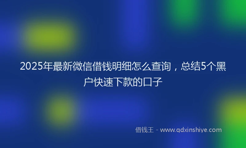 2025年最新微信借钱明细怎么查询，总结5个黑户快速下款的口子