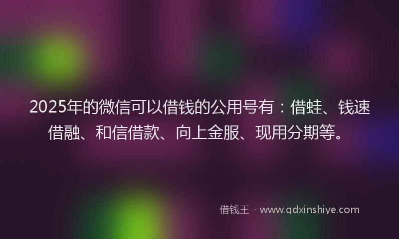 2025年的微信可以借钱的公用号有：借蛙、钱速借融、和信借款、向上金服、现用分期等。