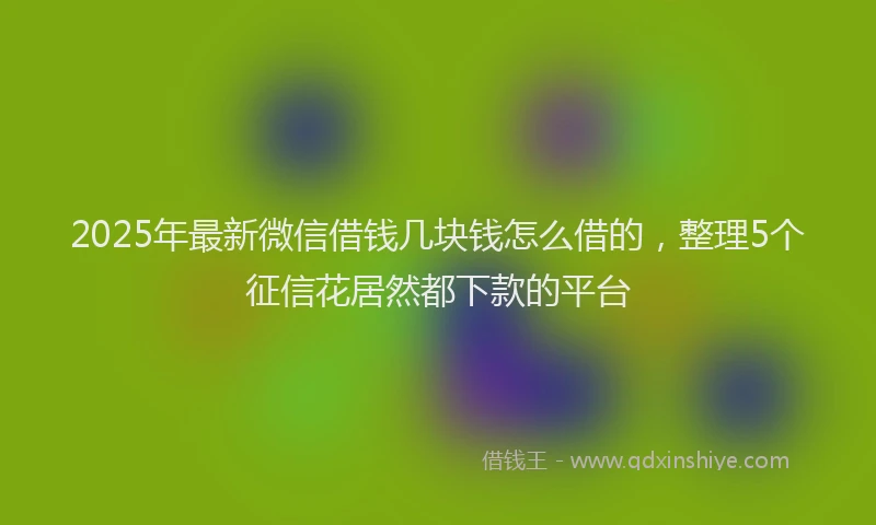 2025年最新微信借钱几块钱怎么借的，整理5个征信花居然都下款的平台