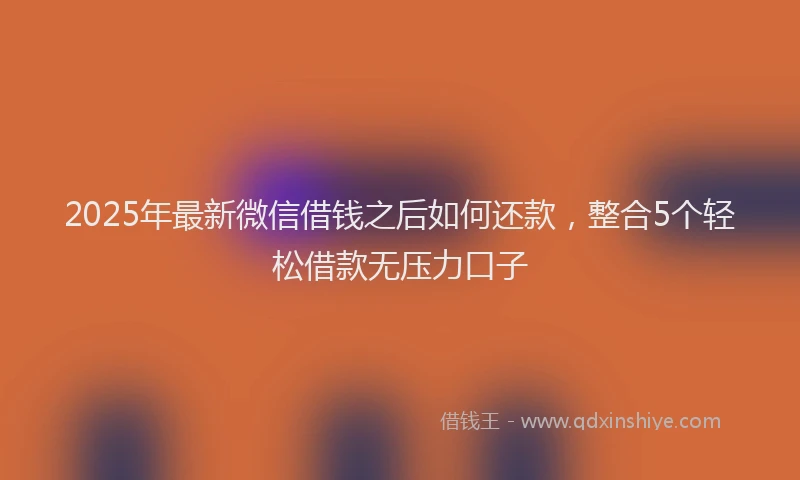 2025年最新微信借钱之后如何还款，整合5个轻松借款无压力口子
