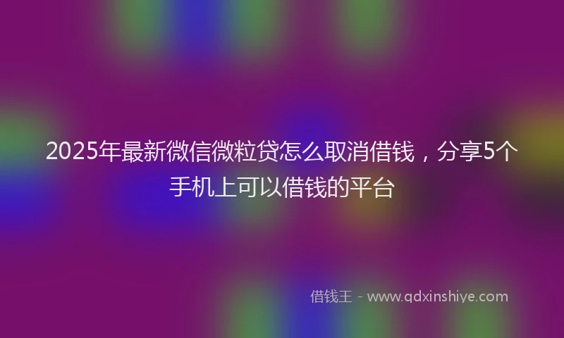 2025年最新微信微粒贷怎么取消借钱，分享5个手机上可以借钱的平台