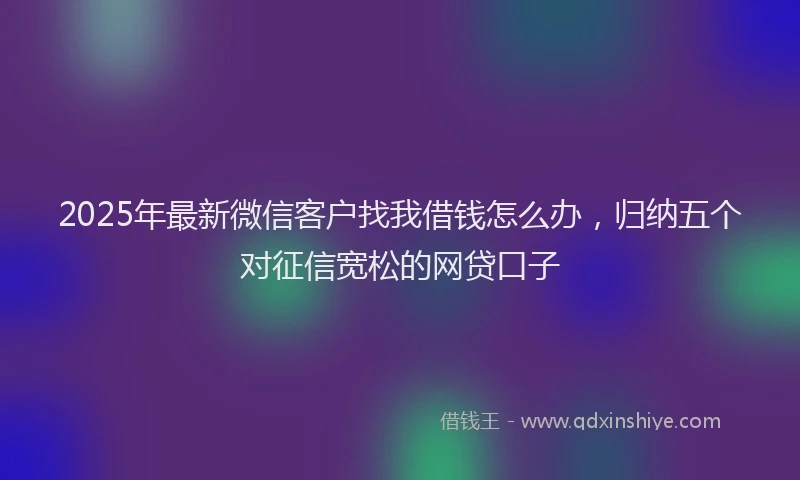 2025年最新微信客户找我借钱怎么办，归纳五个对征信宽松的网贷口子