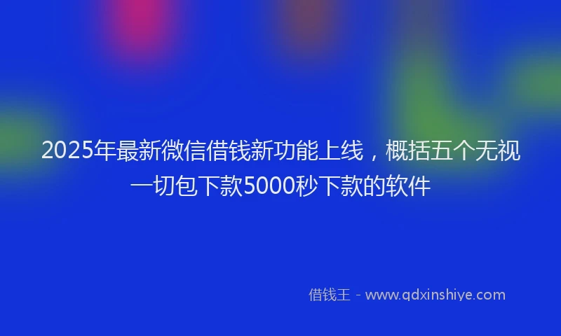 2025年最新微信借钱新功能上线，概括五个无视一切包下款5000秒下款的软件