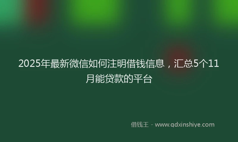 2025年最新微信如何注明借钱信息，汇总5个11月能贷款的平台