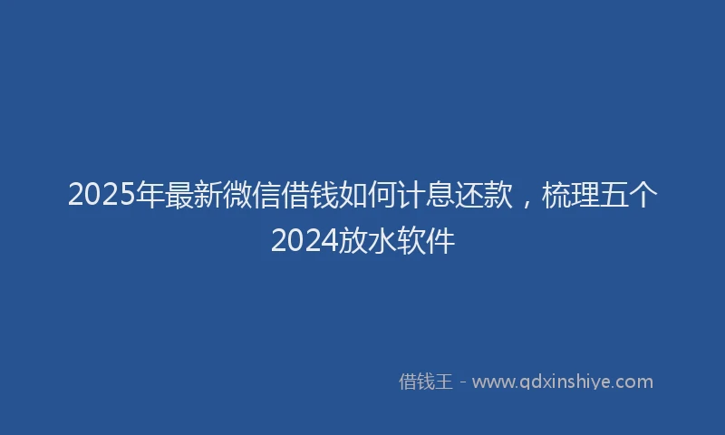 2025年最新微信借钱如何计息还款，梳理五个2024放水软件