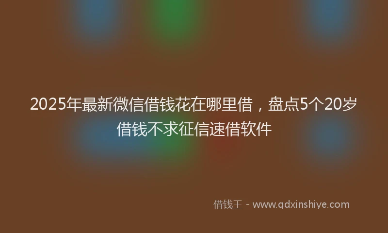 2025年最新微信借钱花在哪里借，盘点5个20岁借钱不求征信速借软件