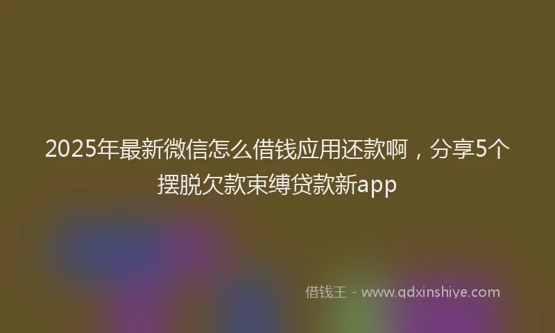2025年最新微信怎么借钱应用还款啊，分享5个摆脱欠款束缚贷款新app