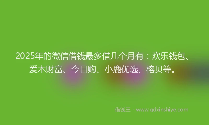 2025年的微信借钱最多借几个月有：欢乐钱包、爱木财富、今日购、小鹿优选、榕贝等。