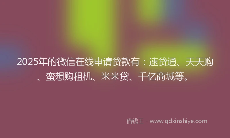 2025年的微信在线申请贷款有：速贷通、天天购、蛮想购租机、米米贷、千亿商城等。