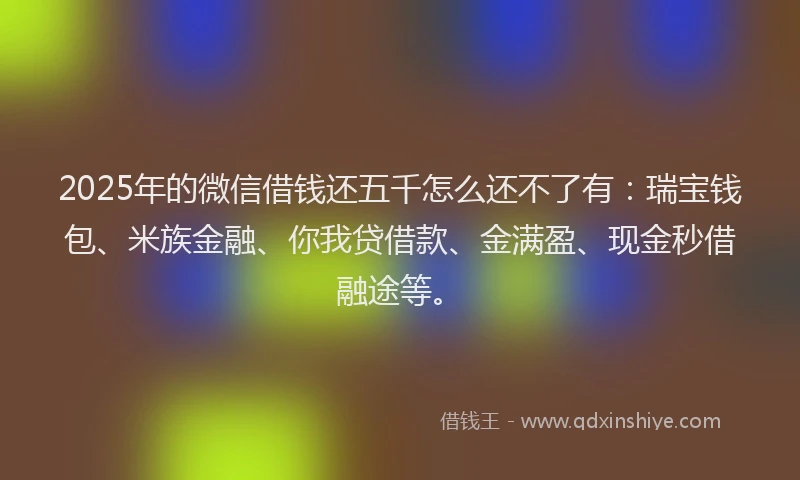 2025年的微信借钱还五千怎么还不了有：瑞宝钱包、米族金融、你我贷借款、金满盈、现金秒借融途等。