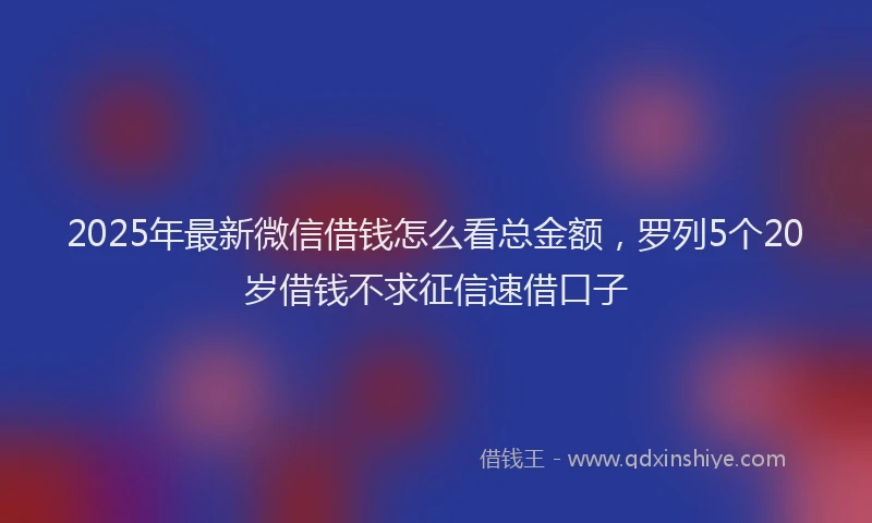 2025年最新微信借钱怎么看总金额，罗列5个20岁借钱不求征信速借口子