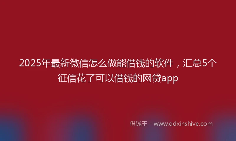 2025年最新微信怎么做能借钱的软件，汇总5个征信花了可以借钱的网贷app