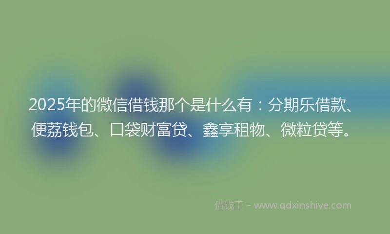 2025年的微信借钱那个是什么有：分期乐借款、便荔钱包、口袋财富贷、鑫享租物、微粒贷等。
