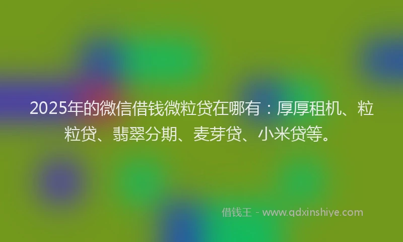 2025年的微信借钱微粒贷在哪有：厚厚租机、粒粒贷、翡翠分期、麦芽贷、小米贷等。