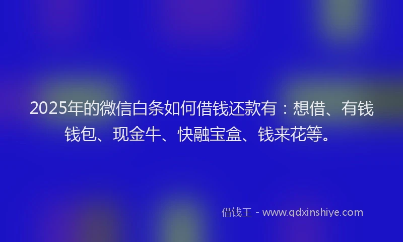 2025年的微信白条如何借钱还款有：想借、有钱钱包、现金牛、快融宝盒、钱来花等。