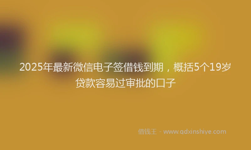 2025年最新微信电子签借钱到期，概括5个19岁贷款容易过审批的口子