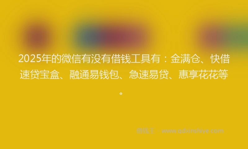 2025年的微信有没有借钱工具有：金满仓、快借速贷宝盒、融通易钱包、急速易贷、惠享花花等。