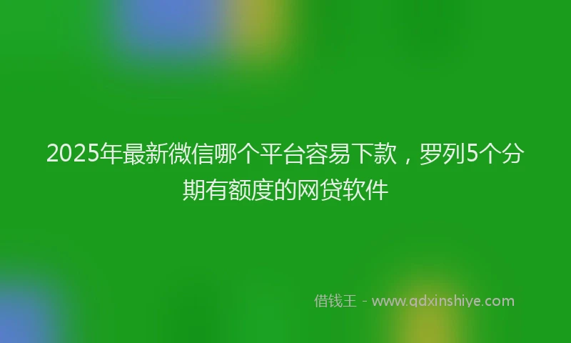 2025年最新微信哪个平台容易下款，罗列5个分期有额度的网贷软件