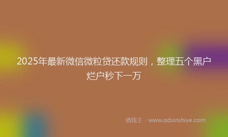 2025年最新微信微粒贷还款规则，整理五个黑户烂户秒下一万