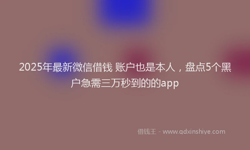 2025年最新微信借钱 账户也是本人，盘点5个黑户急需三万秒到的的app