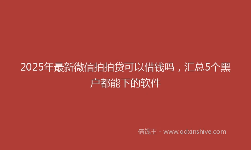2025年最新微信拍拍贷可以借钱吗，汇总5个黑户都能下的软件