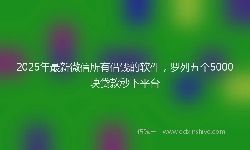 2025年最新微信所有借钱的软件，罗列五个5000块贷款秒下平台