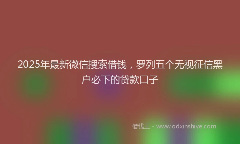 2025年最新微信搜索借钱，罗列五个无视征信黑户必下的贷款口子