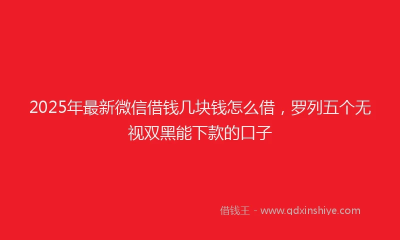 2025年最新微信借钱几块钱怎么借，罗列五个无视双黑能下款的口子