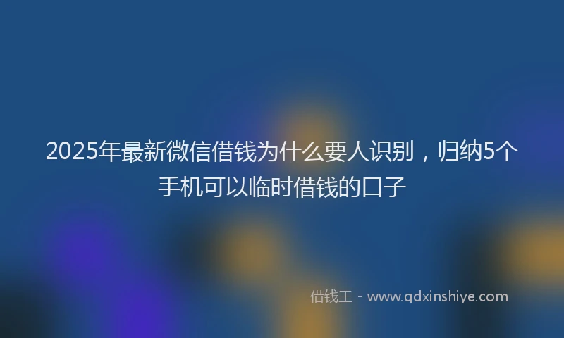 2025年最新微信借钱为什么要人识别，归纳5个手机可以临时借钱的口子