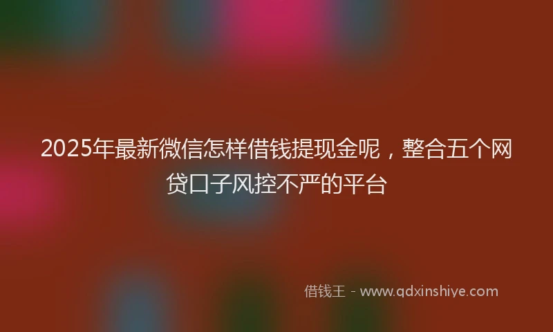 2025年最新微信怎样借钱提现金呢，整合五个网贷口子风控不严的平台