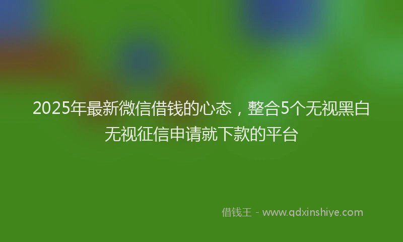 2025年最新微信借钱的心态，整合5个无视黑白无视征信申请就下款的平台