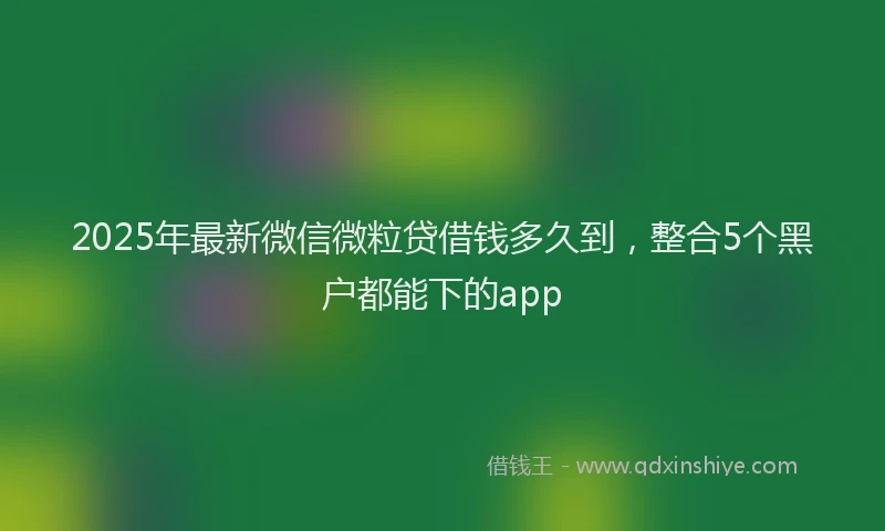 2025年最新微信微粒贷借钱多久到，整合5个黑户都能下的app