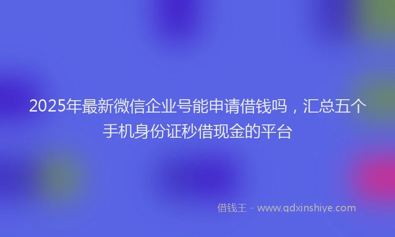 2025年最新微信企业号能申请借钱吗，汇总五个手机身份证秒借现金的平台