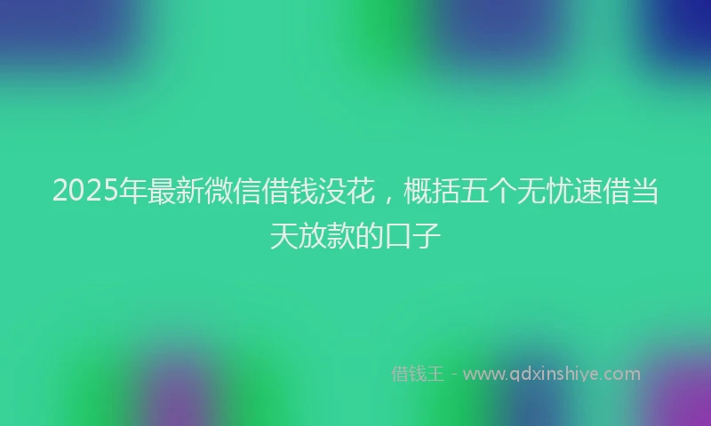2025年最新微信借钱没花，概括五个无忧速借当天放款的口子
