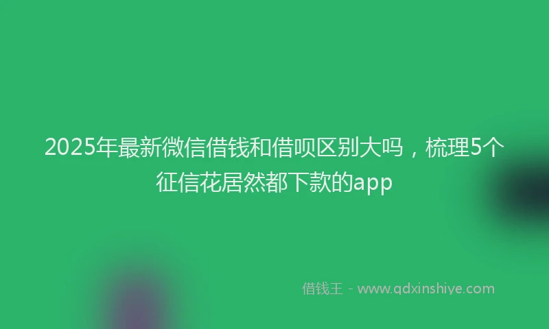 2025年最新微信借钱和借呗区别大吗，梳理5个征信花居然都下款的app