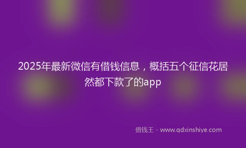 2025年最新微信有借钱信息，概括五个征信花居然都下款了的app