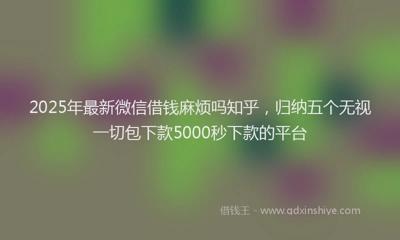 2025年最新微信借钱麻烦吗知乎，归纳五个无视一切包下款5000秒下款的平台