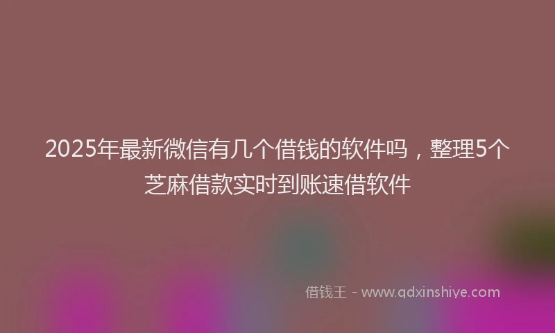 2025年最新微信有几个借钱的软件吗，整理5个芝麻借款实时到账速借软件