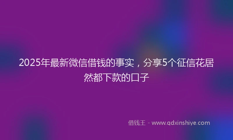 2025年最新微信借钱的事实，分享5个征信花居然都下款的口子