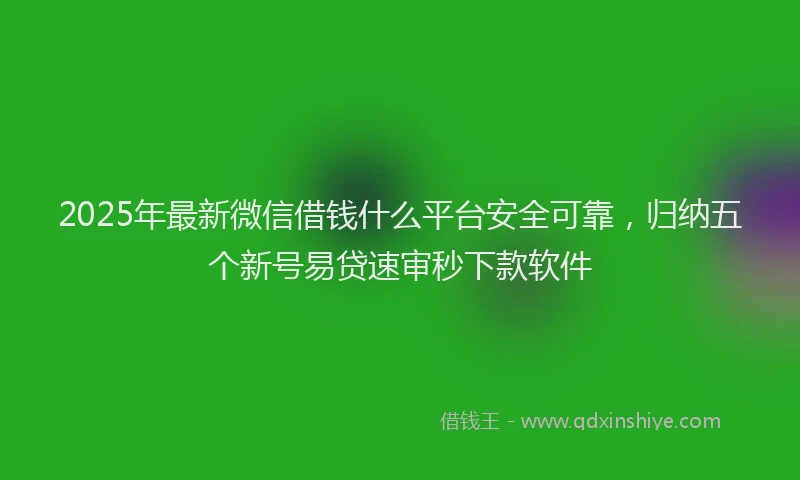 2025年最新微信借钱什么平台安全可靠，归纳五个新号易贷速审秒下款软件