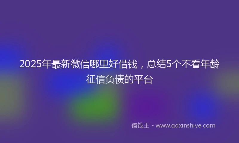 2025年最新微信哪里好借钱，总结5个不看年龄征信负债的平台