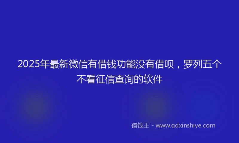 2025年最新微信有借钱功能没有借呗，罗列五个不看征信查询的软件